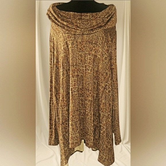 Boho Floral Paisley 3XL Asymmetrical Knit Soft Stretch Tunic Asymmetrical Top - Picture 2 of 10